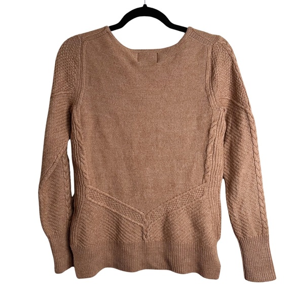 Cynthia Rowley Wool Blend Ribbed Cuffs Cable Knit Sweater - Picture 2 of 5